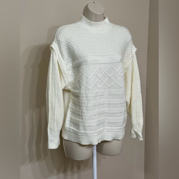 Sew In Love Women’s Ivory High Neck Long Sleeve Soft Comfort Knit Sweater S - Picture 2 of 10